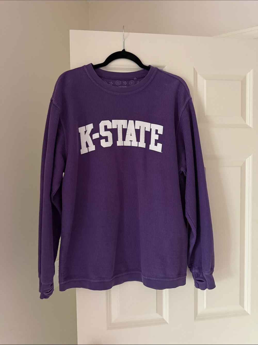 STATE K-STATE Purple Ribbed Crewneck Sweatshirt